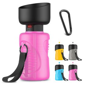 Portable Dog Water Bottle Foldable Pet Feeder Bowl Water Bottle Pets Outdoor Travel Drinker Bowls Drinking Bowl Puppy BPA Free (Color: Pink 500ml)