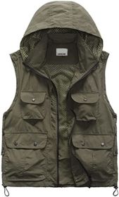 Men's Casual Outdoor Work Safari Fishing Travel Photo Cargo Vests Jacket Multi Pockets Utility Summer Vests (size: GREEN-XXL)