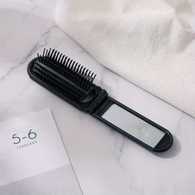 1pcs Collapsible Travel Hair Comb with Mirror - Portable and Compact Hair Brush for On-the-Go Grooming (Color: Black Folding Hair Comb)