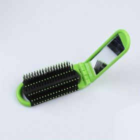 1pcs Collapsible Travel Hair Comb with Mirror - Portable and Compact Hair Brush for On-the-Go Grooming (Color: Green Folding Hair Comb)