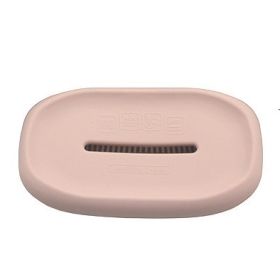 Soap Holder 2-in-1 Silicone + Soft Bath Brush Soap Box for Home Travel Soap Dish Bathroom Accessories (Color: Pink)