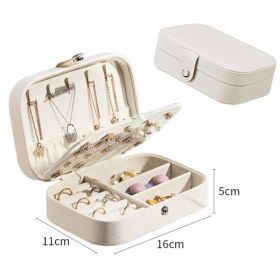 Portable Jewelry Box Jewelry Organizer Display Travel Jewelry Case Boxes Button Leather Storage Zipper Jewelers Joyero (Color: Bigwhite)