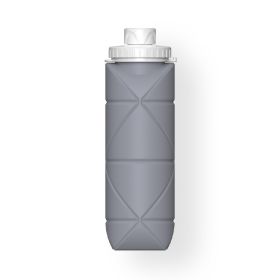 20oz Durable Collapsible Water Bottles Leakproof Valve Reusable BPA Free Silicone Foldable Travel Water Bottle For Gym Camping Hiking Travel Sports (Color: Grey)