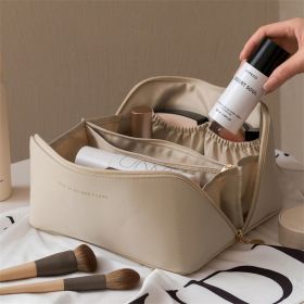 Large Capacity Travel Cosmetic Bag Makeup Case Organizer Multifunction Women Toiletries Organizer Female Waterproof Storage Box (Color: Upgrade White)