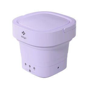Moyu Foldable Washing Machine Mini Electric Portable Barrel Laundry Washer for Underwear Sock Baby Clothes Cleaner for Travel (Color: Morado)