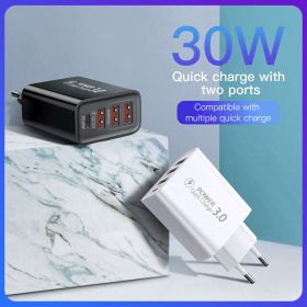 New fast charging US Standard Euro Standard Charger 3USB+ Type-C mobile phone travel charger universal adapter (Plug Type: White US)