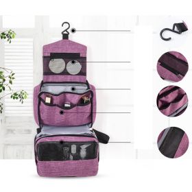 Toiletry Bag Travel for Women Men with Hanging Hook, Water-resistant Travel Organizer Kit for Toiletries Make Up Accessories (Color: Purple)