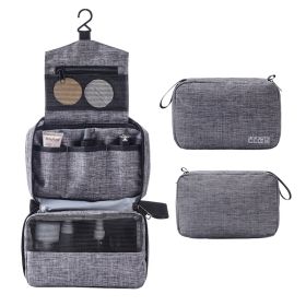 Toiletry Bag Travel for Women Men with Hanging Hook, Water-resistant Travel Organizer Kit for Toiletries Make Up Accessories (Color: Grey)