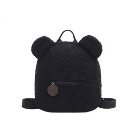 Personalised Bear Backpacks Custom Name Portable Children Travel Shopping Rucksacks Women's Cute Bear Shaped Shoulder Backpack (Color: black)
