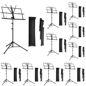 5 Core Music Stand for Sheet Music Folding Portable Stands Light Weight Book Clip Holder Music Accessories and Travel Carry Bag MUS FLD (Color: 10Pcs BLACK)