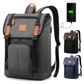 Laptop Backpack w/ USB Port Anti-theft Business School Rucksack Travel Bag (Color: Gray)