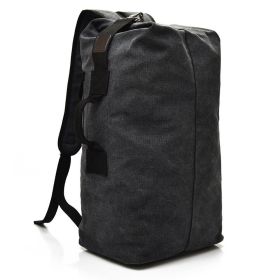 Men's Canvas Backpack Rucksack Hiking Travel Duffle Bag Military Handbag Satchel (Color: black)