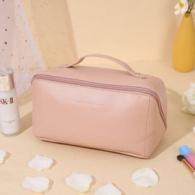 Large Cosmetic Makeup Bag, Multi function Travel Bag, Leather Cosmetic Bag (Color: Pink 1 layer)