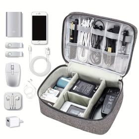 Electronics Organizer Travel Cable Organizer Bag Waterproof Portable Digital Storage Bag Electronic Accessories Case Cable Charger Organizer Case (Color: Gray)