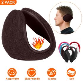 2Pcs Ear Warmers Unisex Winter Earmuffs Behind-the-Head for Winter Running Walking Dog Travel (Color: Coffee)