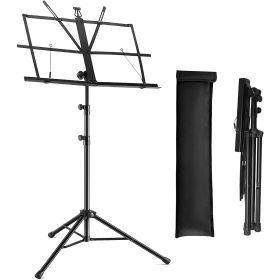 5 Core Music Stand for Sheet Music Folding Portable Stands Light Weight Book Clip Holder Music Accessories and Travel Carry Bag MUS FLD (Color: black)