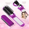 1pcs Collapsible Travel Hair Comb with Mirror - Portable and Compact Hair Brush for On-the-Go Grooming