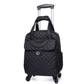 Oxford Cloth Waterproof Trolley Bag Lightweight Folding Backpack (Option: Black-18inchs)