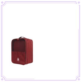 Travel Shoe Bag Portable Storage Box Dust-proof Portable (Option: Wine Red-Medium 30x22.8x15cm)