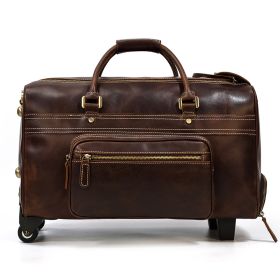 Large Capacity Luggage Business Travel Handbag (Option: Oilskin Coffee-22inch)