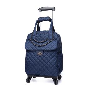 Oxford Cloth Waterproof Trolley Bag Lightweight Folding Backpack (Option: Blue-18inchs)